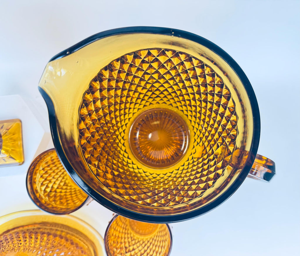 Product image for 'vintage diamond point amber glassware indiana glass company sold separately' (view 540ed6)