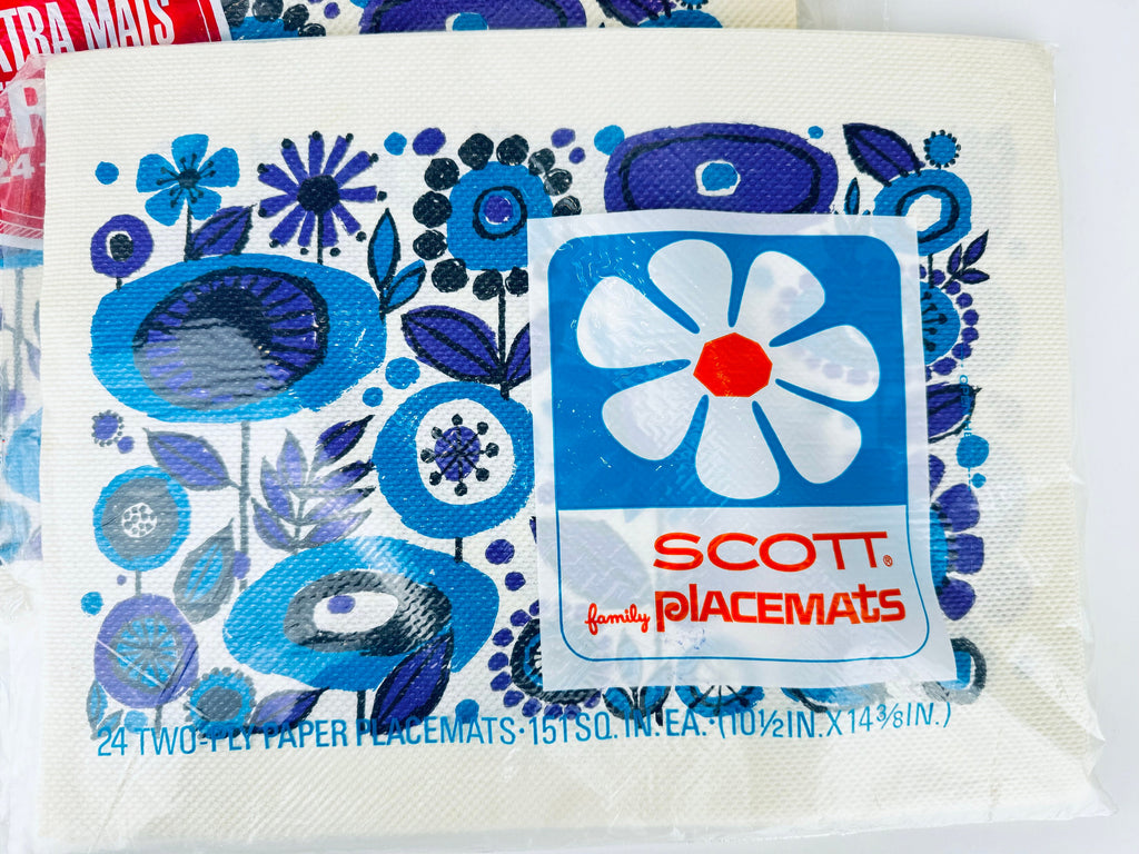 Product image for 'vintage flower power scott paper rectangular placemat set made in usa' (view f97079)