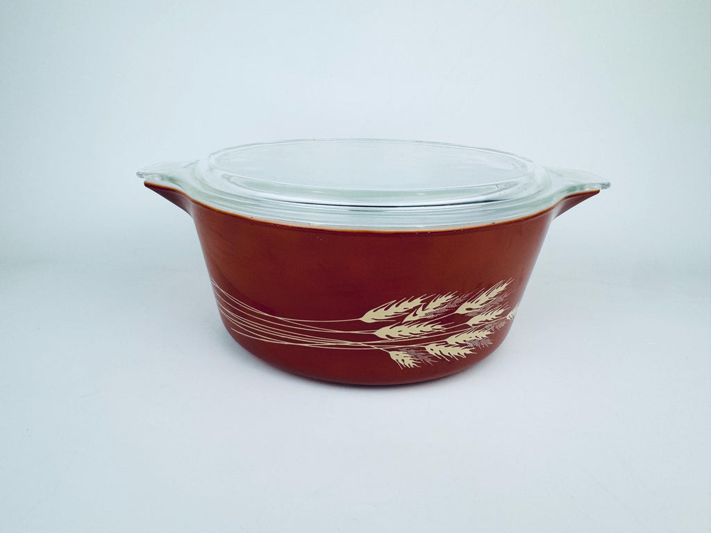 Product image for 'vintage autumn harvest wheat pattern pyrex bright orange casserole dishes dishes sold separately' (view 3bb98a)