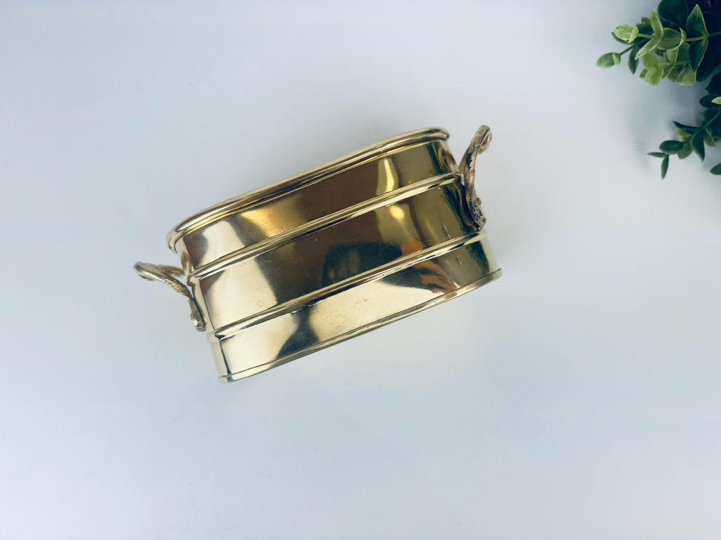 Product image for 'vintage oval handled brass indoor planter' (view 16ca2e)