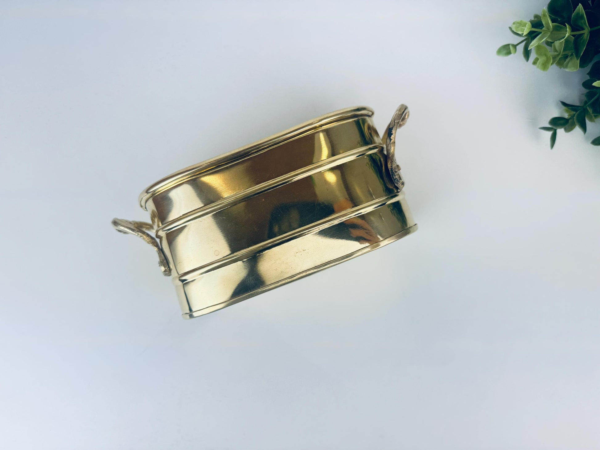 Product image for 'vintage oval handled brass indoor planter' (view 16ca2e)