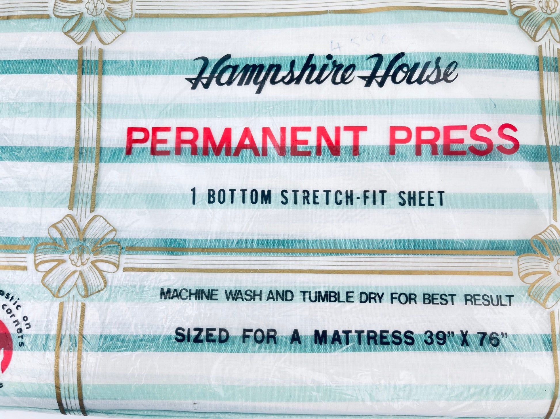 Product image for 'vintage hampshire house twin bed striped green white flat sheet cotton polyester blend new old stock nos' (view 8471f5)