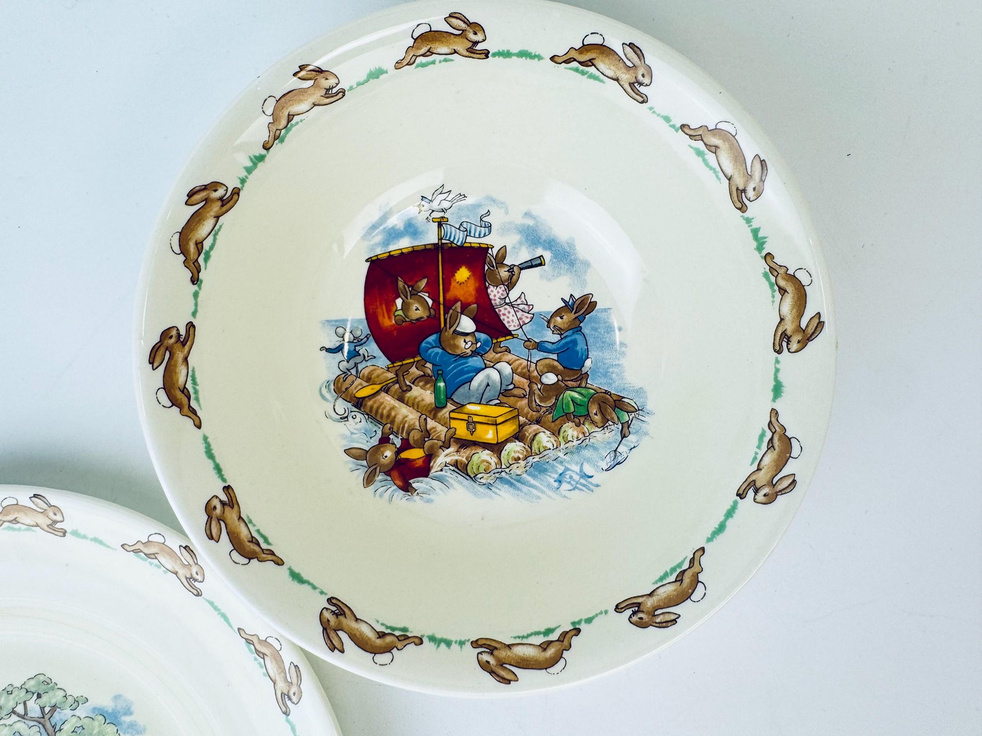 Product image for 'vintage bunnykins royal doulton plate bowl set cream ceramic 1950s english nursery dishware' (view 2fc42d)