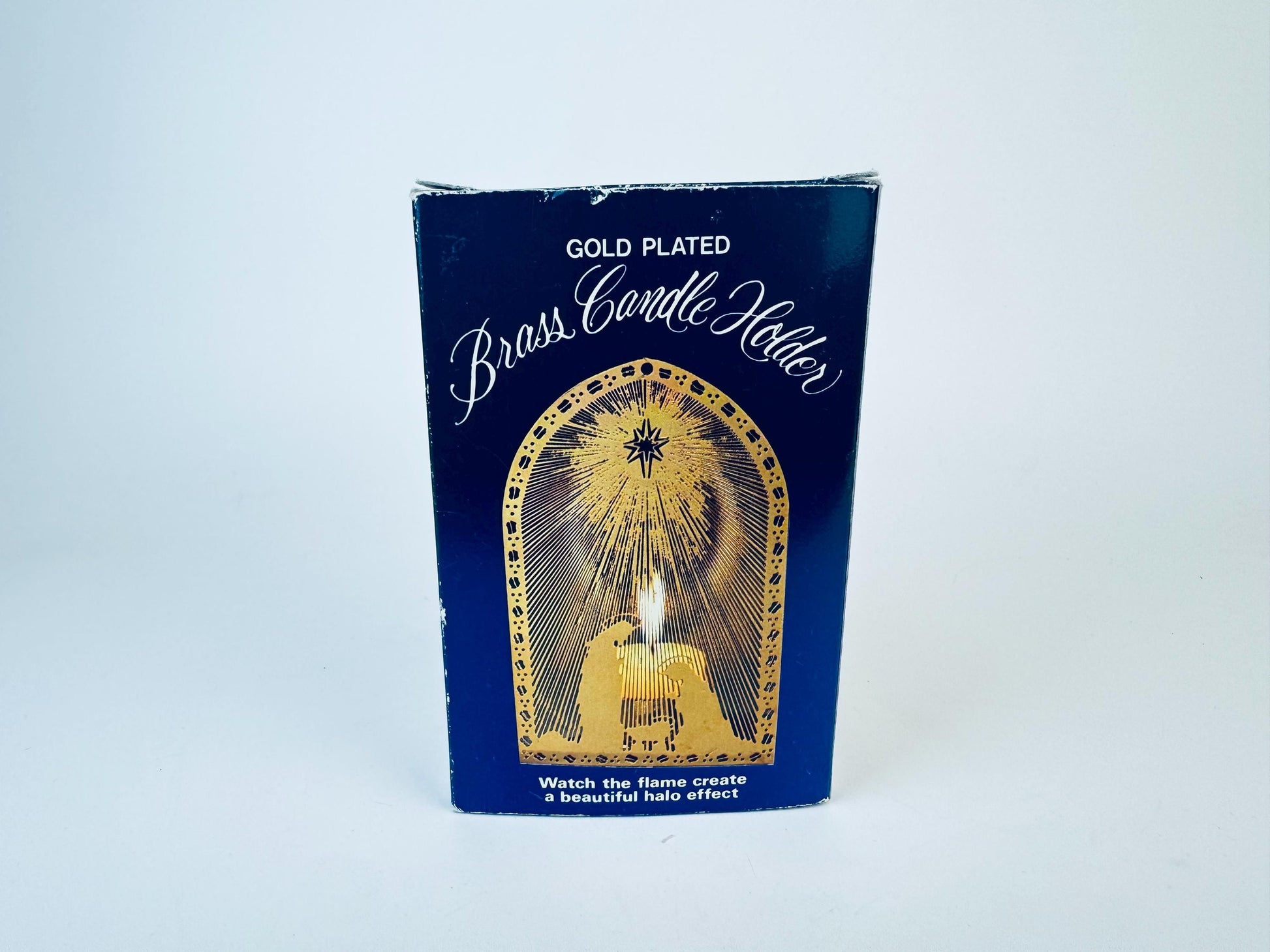Product image for 'vintage gold plated brass christmas candleholder mary joseph jesus' (view f0fe27)