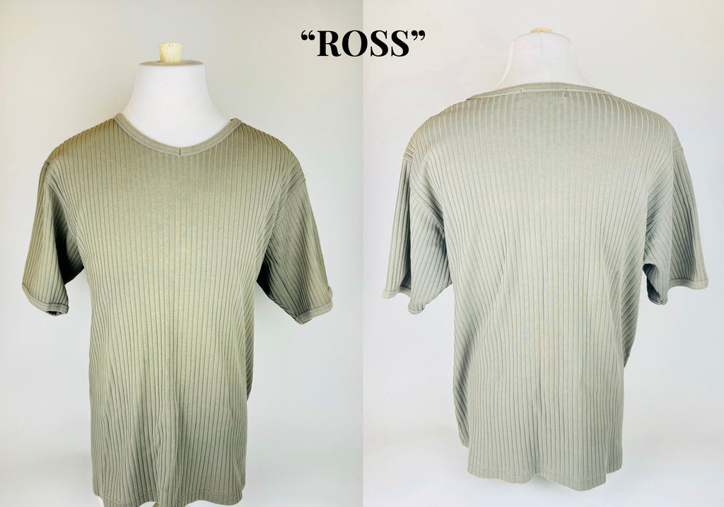 Product image for 'vintage 1990s 100 ribbed cotton short sleeve shirts black grey made in canada by rough dress sold separately' (view dd30f1)