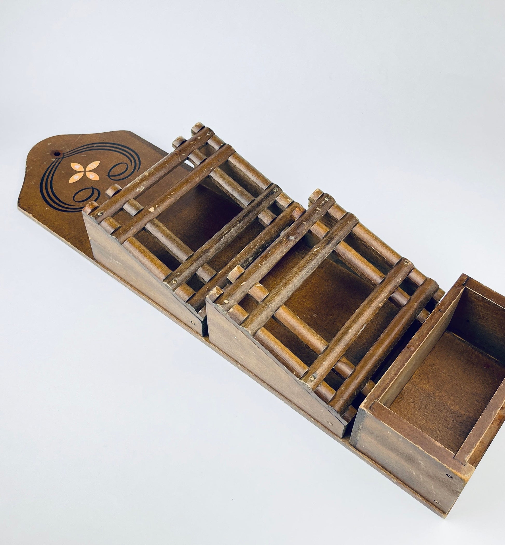 Product image for 'vintage hand carved japanese wall organizer folk art entryway shelf' (view d2654c)