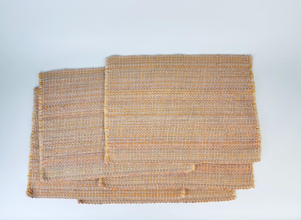 Product image for 'vintage light peach striped fringe style place mats set of five 5' (view f9ae43)