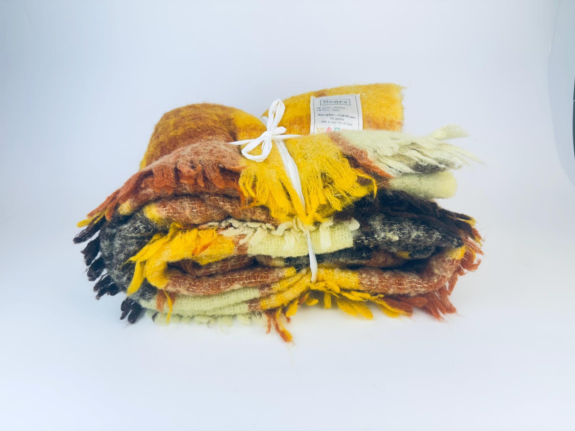 Product image for 'vintage sears plaid fringe blanket throw made in italy' (view 6c0975)