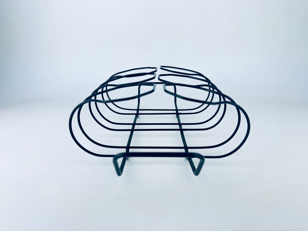 Product image for 'vintage mcm black metal barware tumbler glass carrier holds six 6 glasses' (view b669ea)