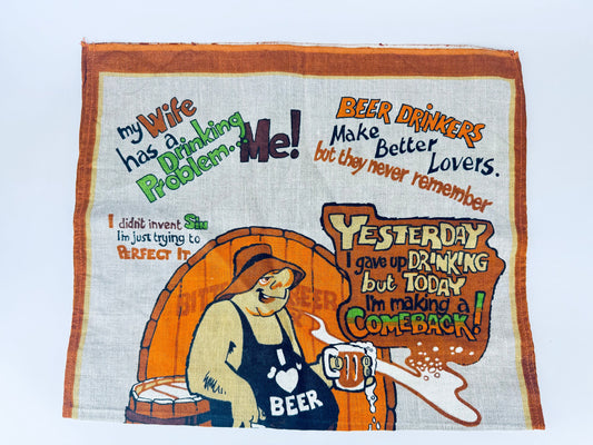 Product image for 'vintage australian handprinted linen tea towel beer builds better bodies australian barware souvenir' (view 0d026b)