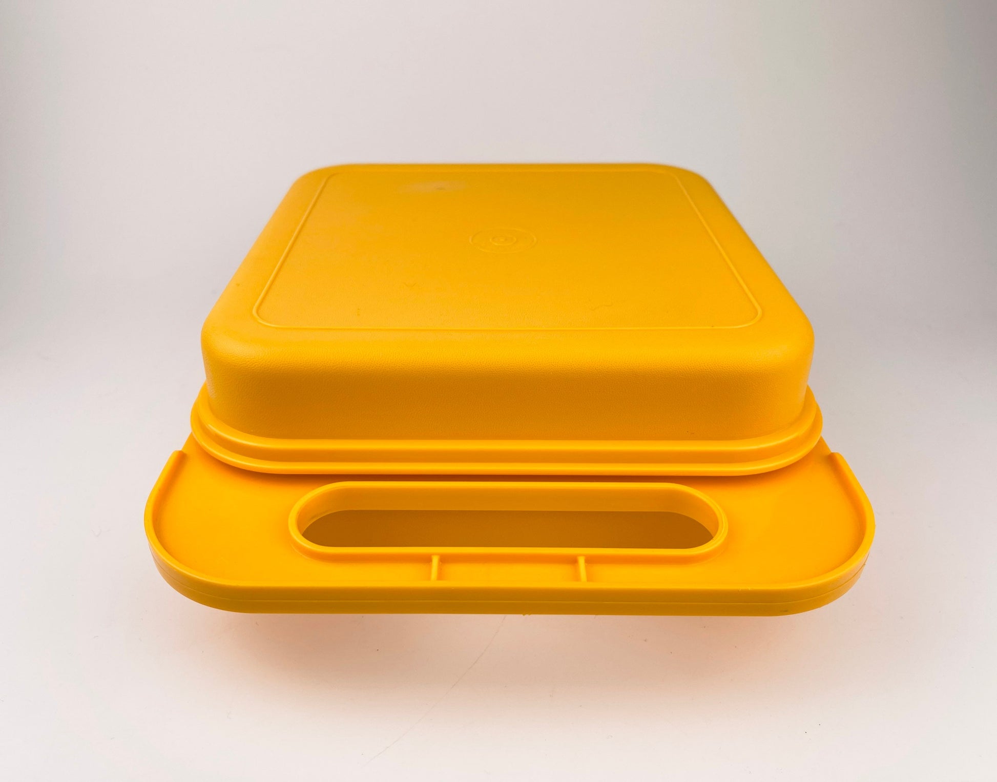 Product image for 'vintage yellow tupperware plastic lunch box made in canada raised alphabet number back kid craft storage box' (view afb8e7)