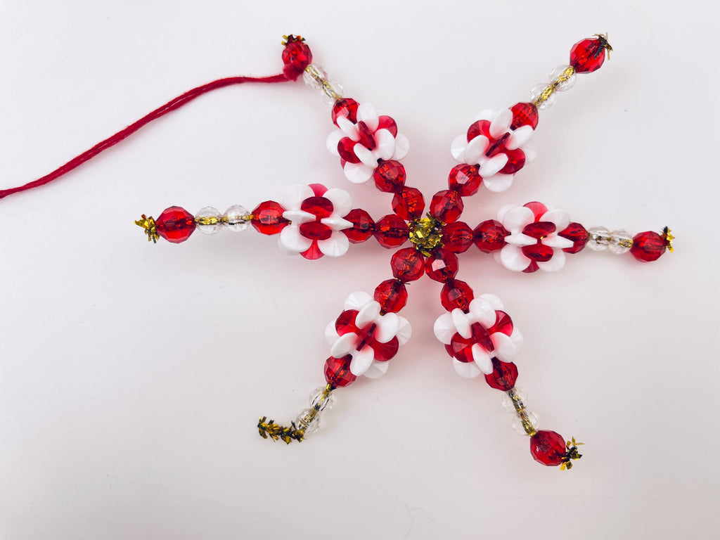 Product image for 'vintage handmade beaded christmas ornaments snowflakes set of four 4' (view b7ee72)
