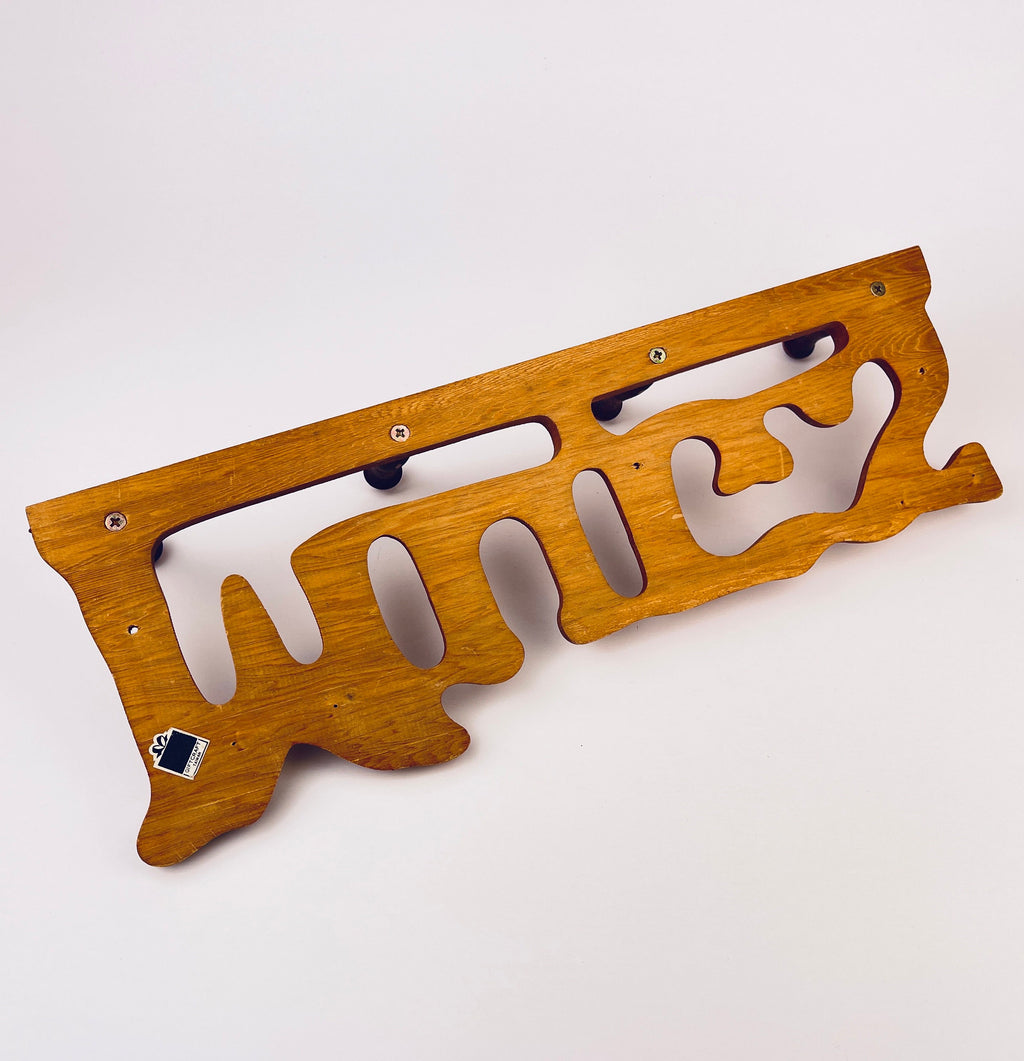 Product image for 'vintage solid wood mug rack organizer rustic brown kitchen wall peg shelf' (view 71c28b)