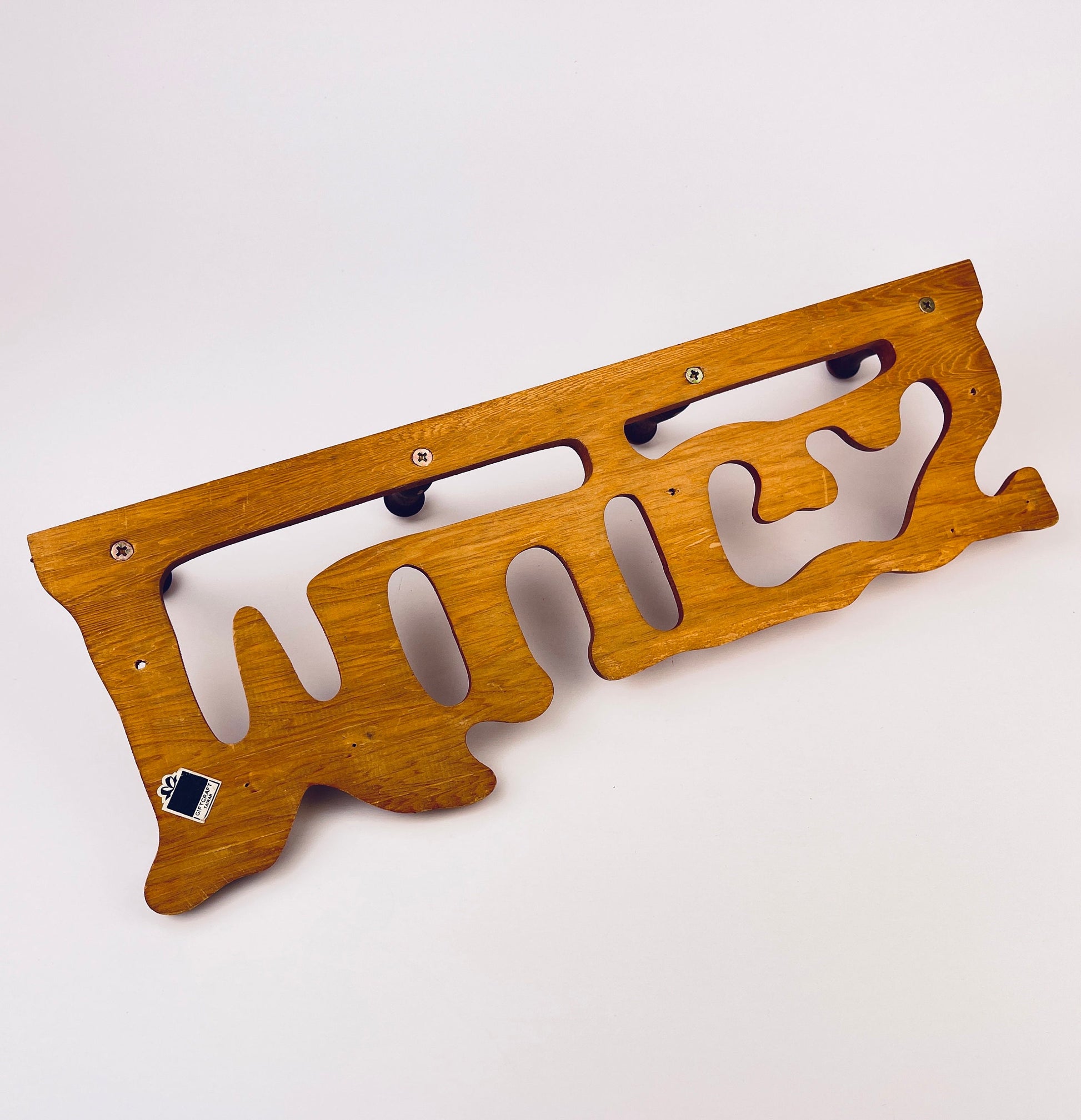 Product image for 'vintage solid wood mug rack organizer rustic brown kitchen wall peg shelf' (view 71c28b)