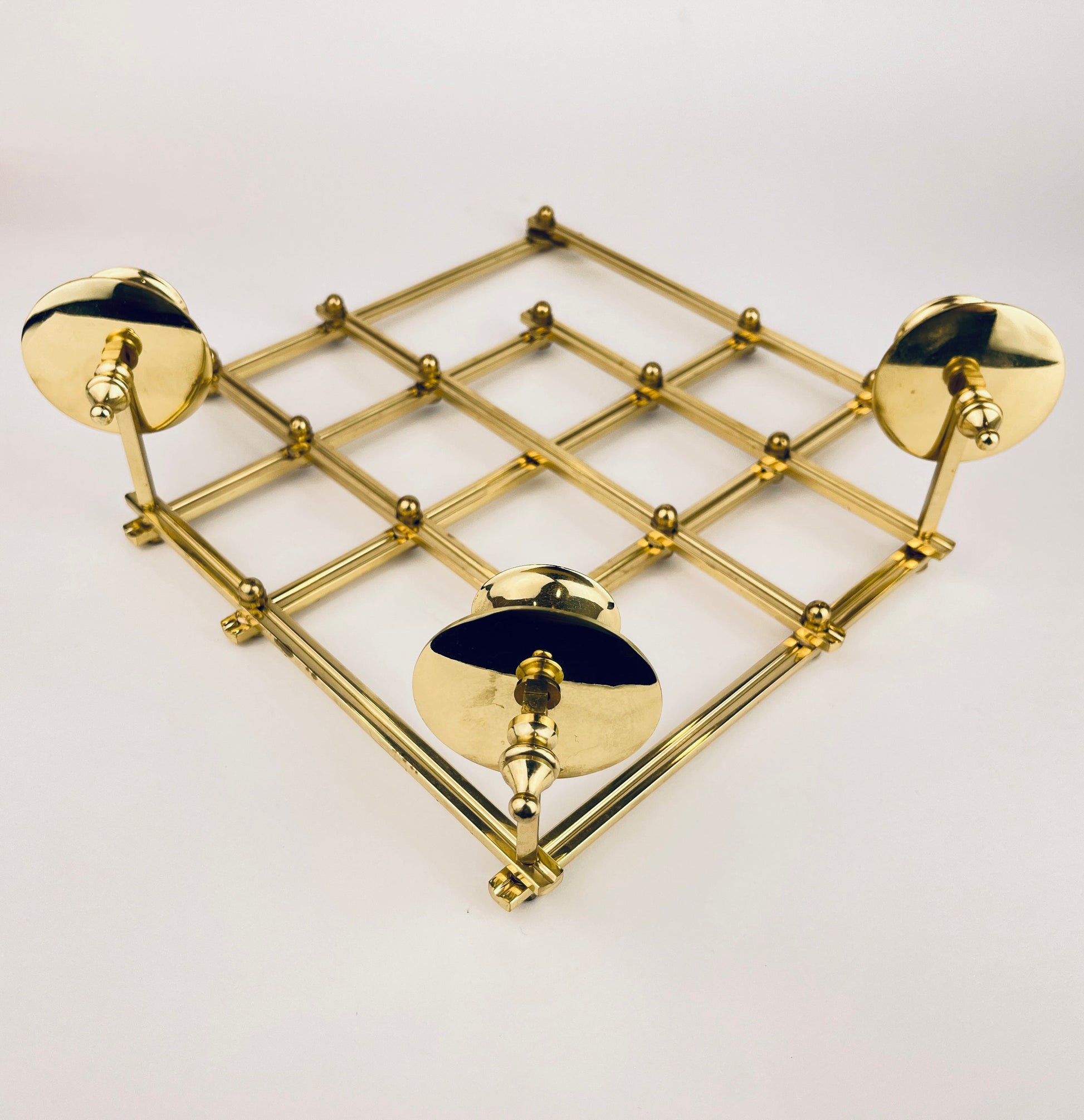 Product image for 'vintage wall mounted brass candlestick holders collapsible attractive aged patina' (view 983021)