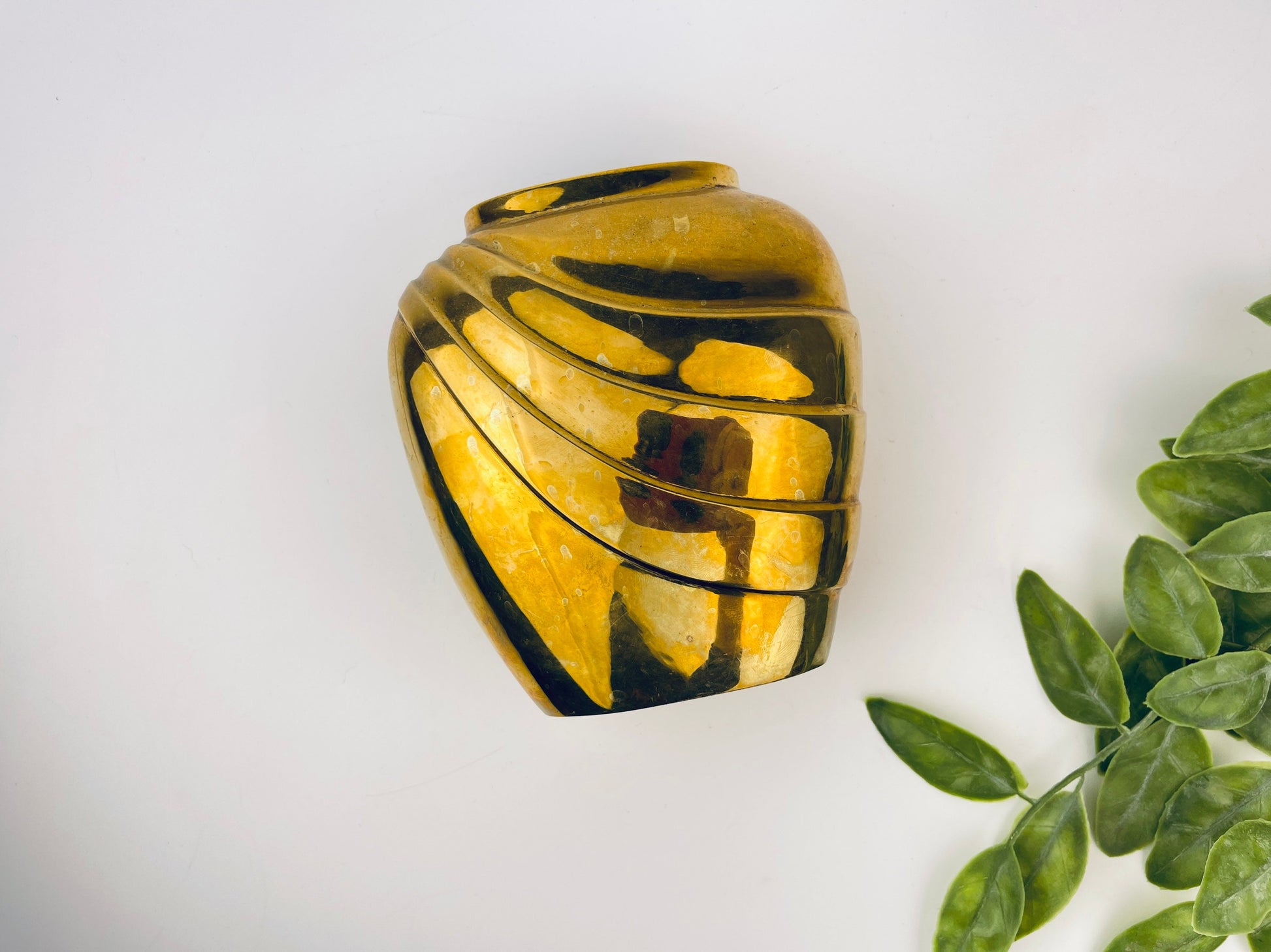 Product image for 'vintage art deco revival brass vase indoor planter attractive aged metal patina' (view b31c1f)