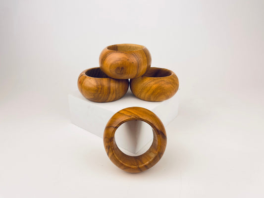 Product image for 'vintage 1970s round wooden napkin rings set of 4' (view b2cefd)