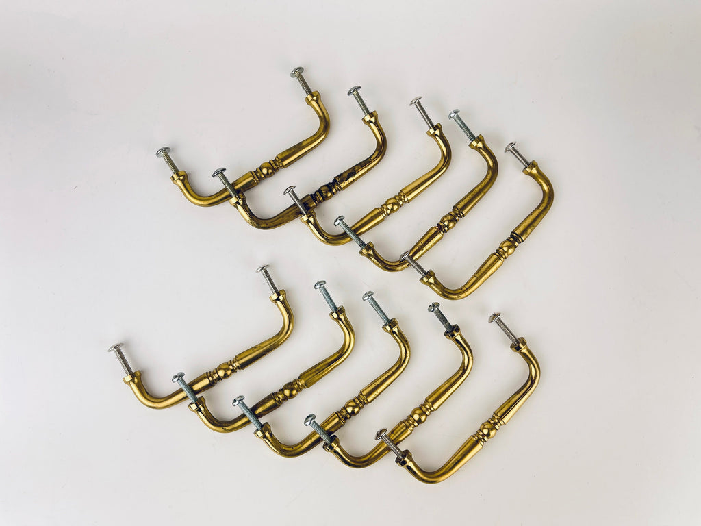 Product image for 'vintage horizontal solid brass drawer pull hardware attractive aged brass patina sold separately' (view 73770c)