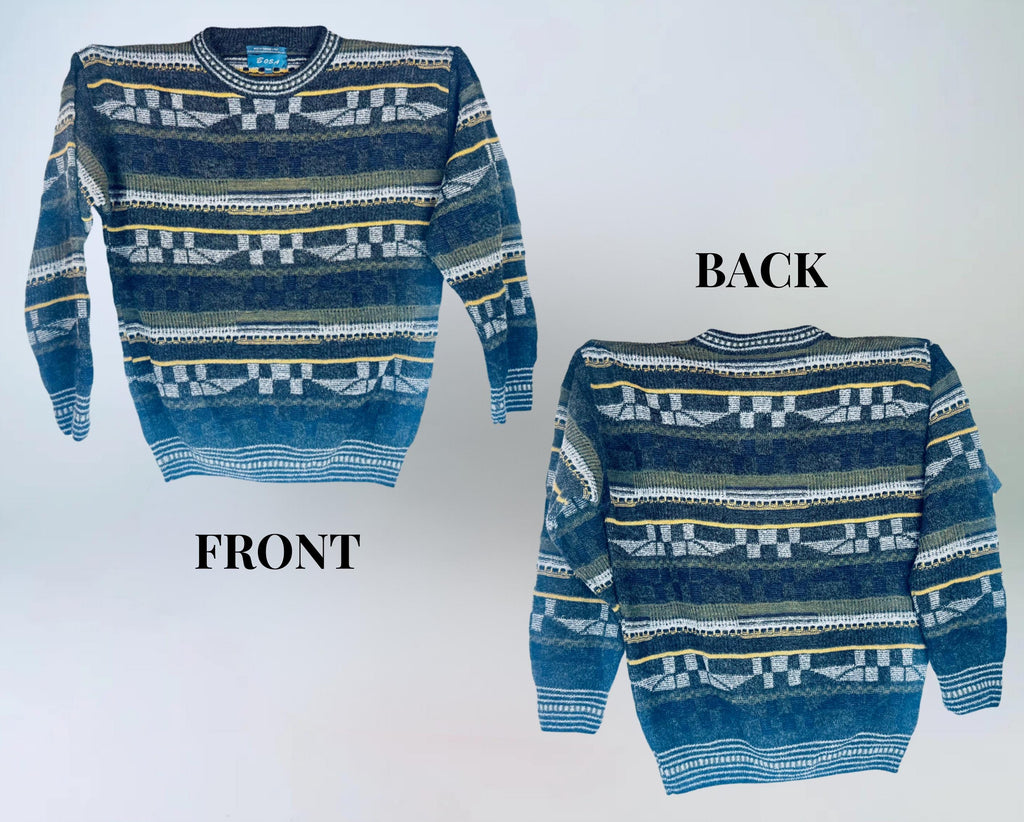 Product image for 'vintage 80s 90s geometric sweater size medium m acrylic wool blend made in italy by bosa' (view 463b9e)