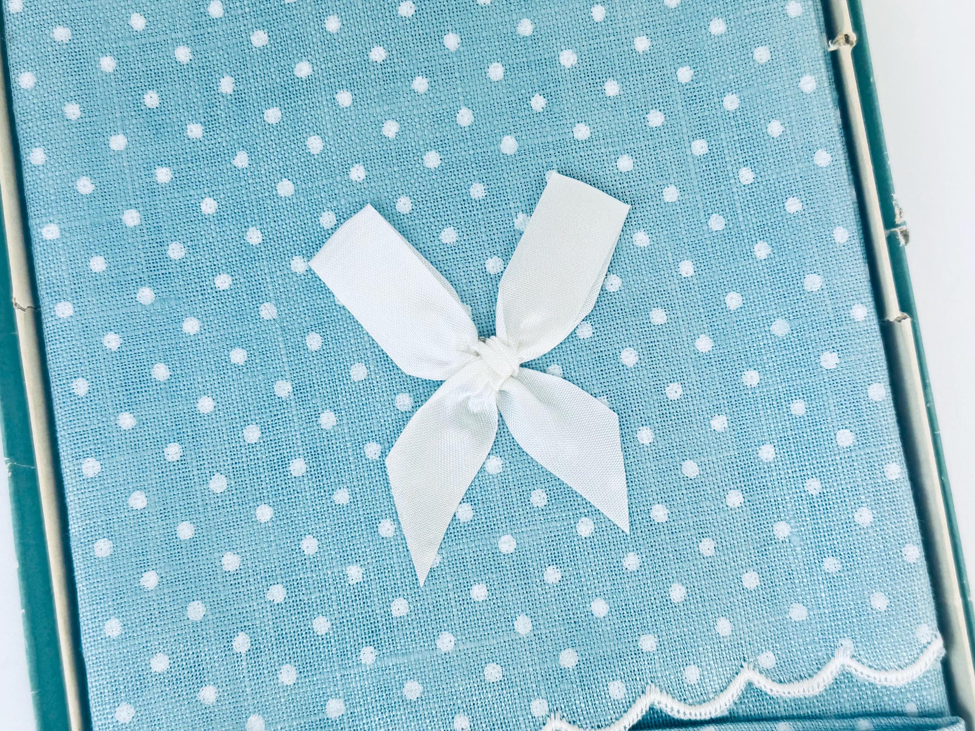 Product image for 'vintage irish linen set of 2 blue polka dot guest towels nos brown s shamrock linens' (view 78c9a9)