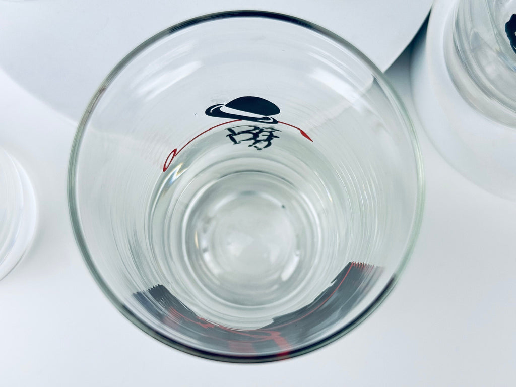 Product image for 'vintage racing kentucky derby hat horse equestrian drinking highball barware glasses federal glass set of five 5' (view eb3bb2)