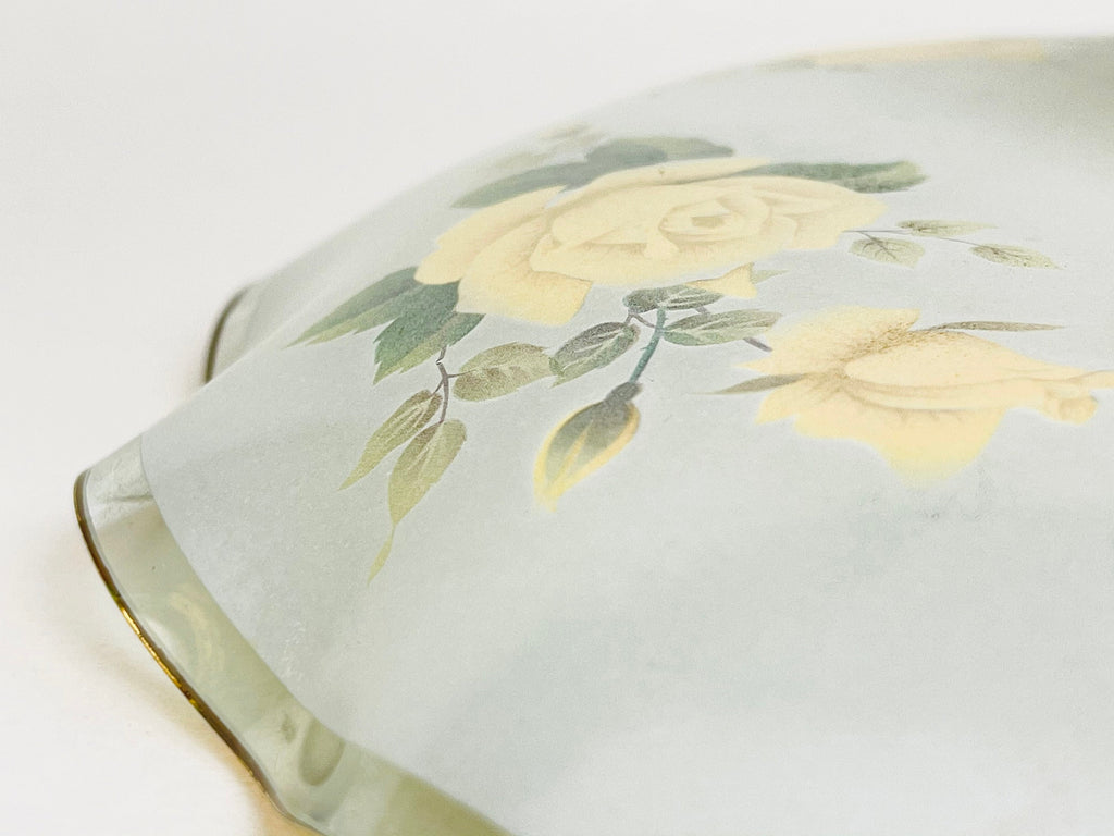Product image for 'vintage ruffled glass yellow rose floral pedestal bowl james clarke sons england stoke on trent' (view 877481)