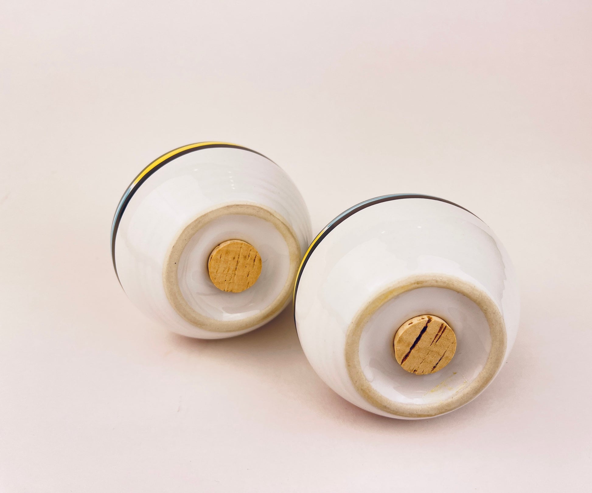 Product image for 'vintage 80s style pastel striped ceramic salt pepper shakers' (view 8703f2)