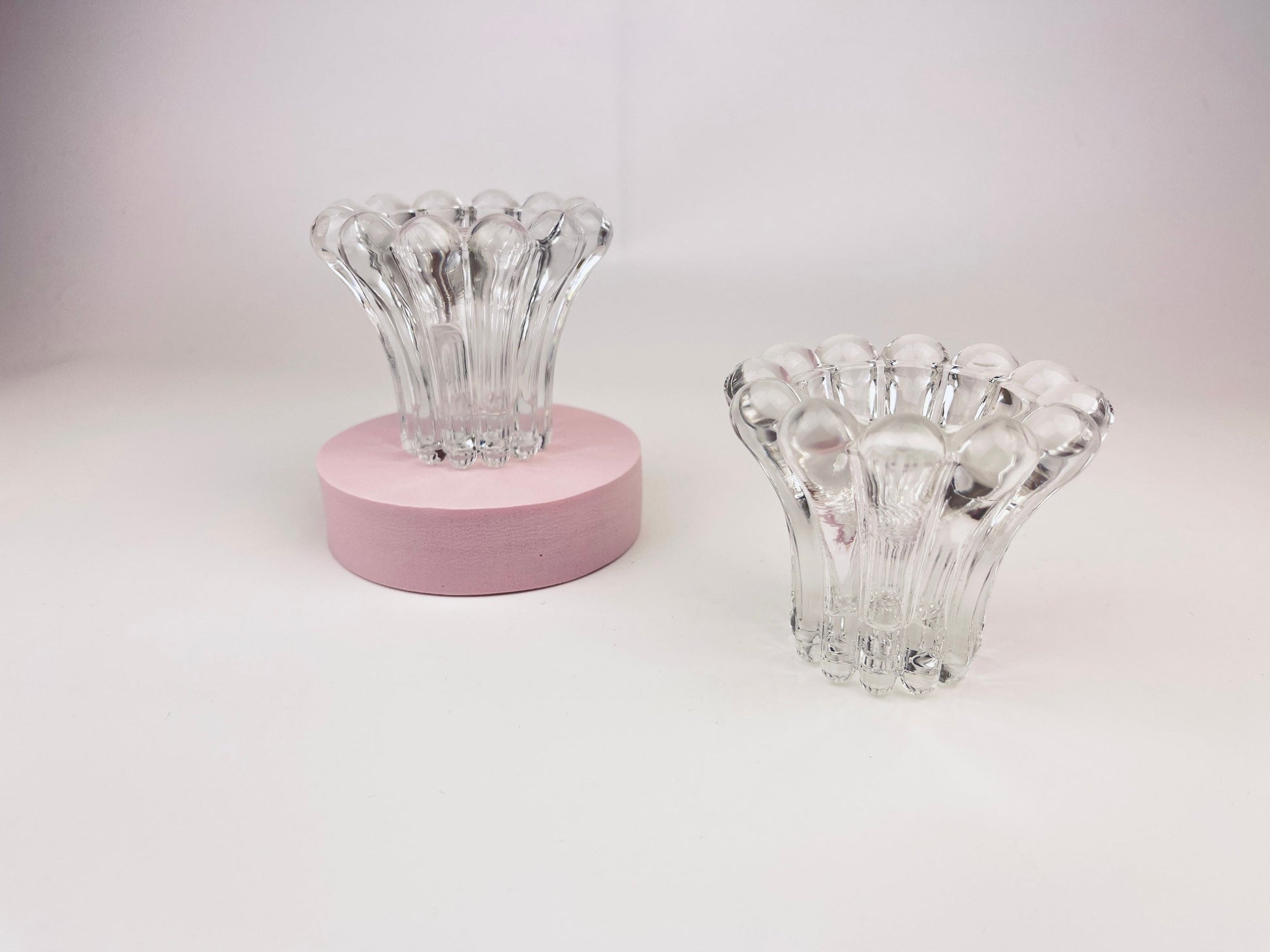 Product image for 'vintage clear glass boopie candleholders set of two 2 made in western germany' (view 4351fb)