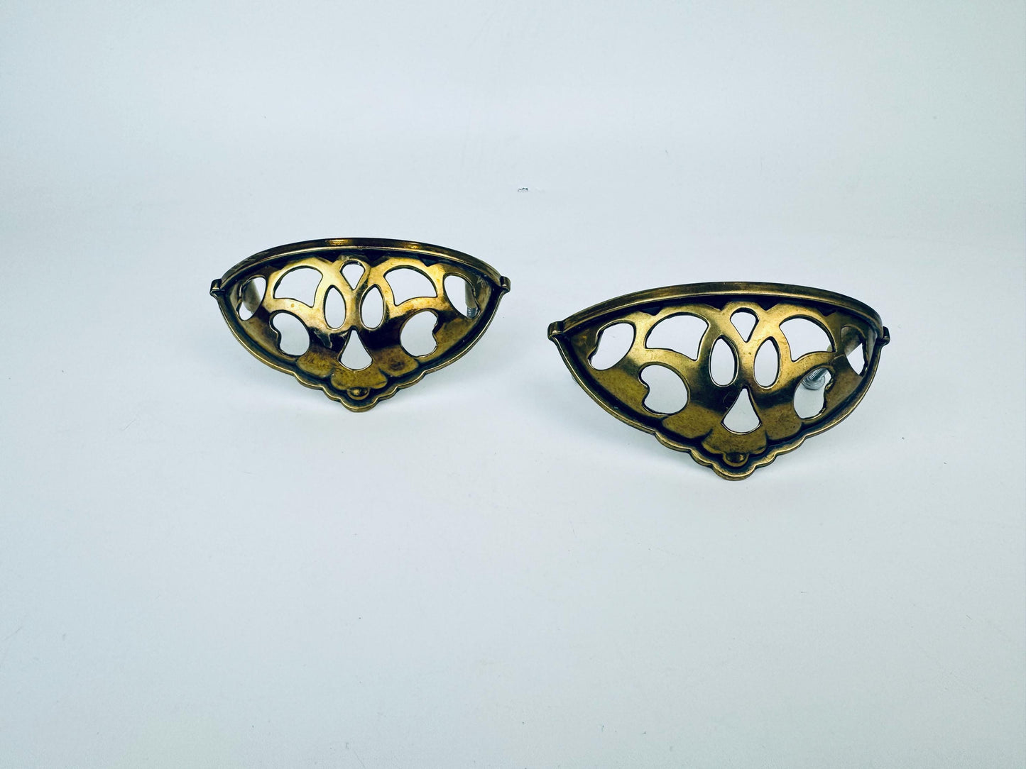 Product image for 'vintage ornate filigree solid brass hardware pulls set of two 2 furniture restoration' (view b1b25c)