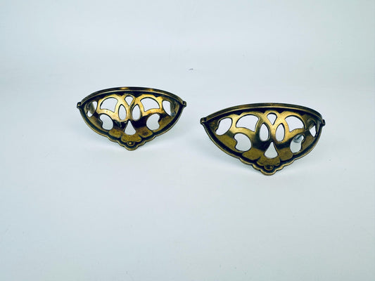 Product image for 'vintage ornate filigree solid brass hardware pulls set of two 2 furniture restoration' (view b1b25c)