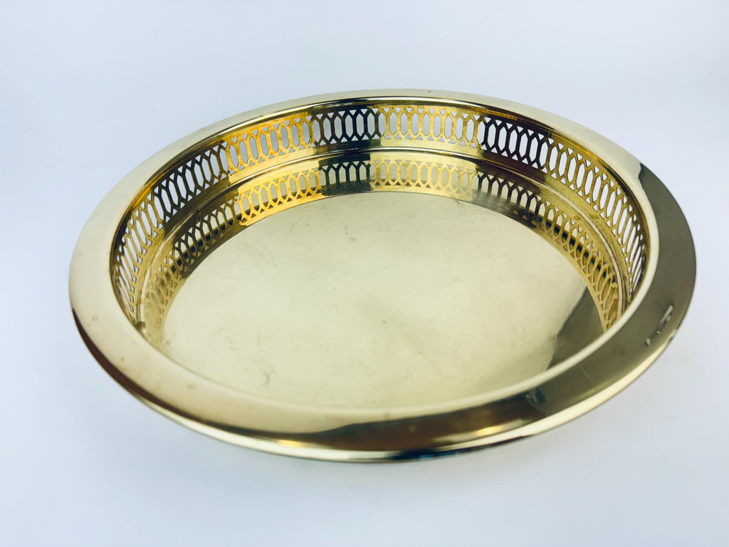 Product image for 'vintage brass reticulated tray 12 round hollywood regency elegance' (view 09dadf)