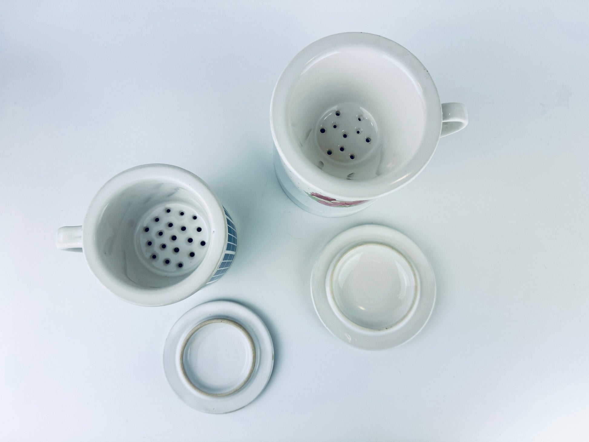Product image for 'vintage ceramic tea mugs blue plaid pink geraniums design sold separately' (view d26f8c)