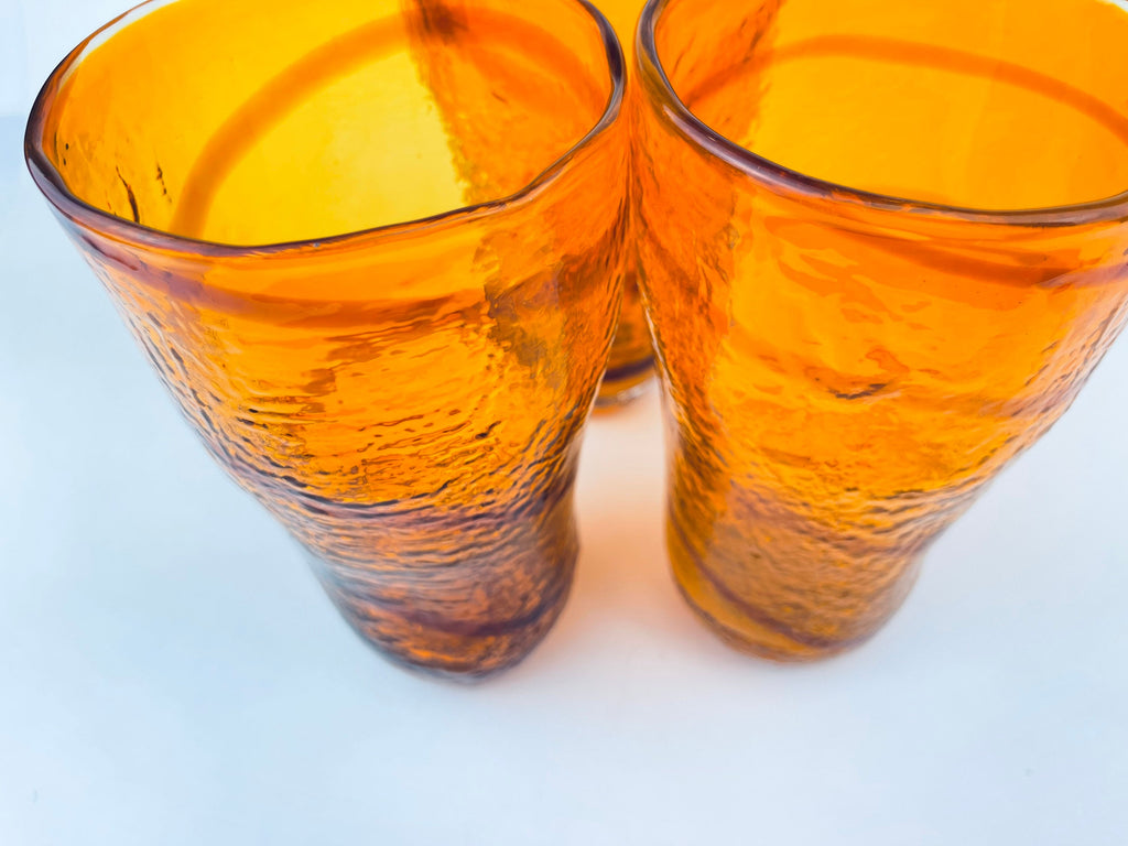 Product image for 'vintage hand blown orange swirl glassware set decanter cups' (view 598ee6)