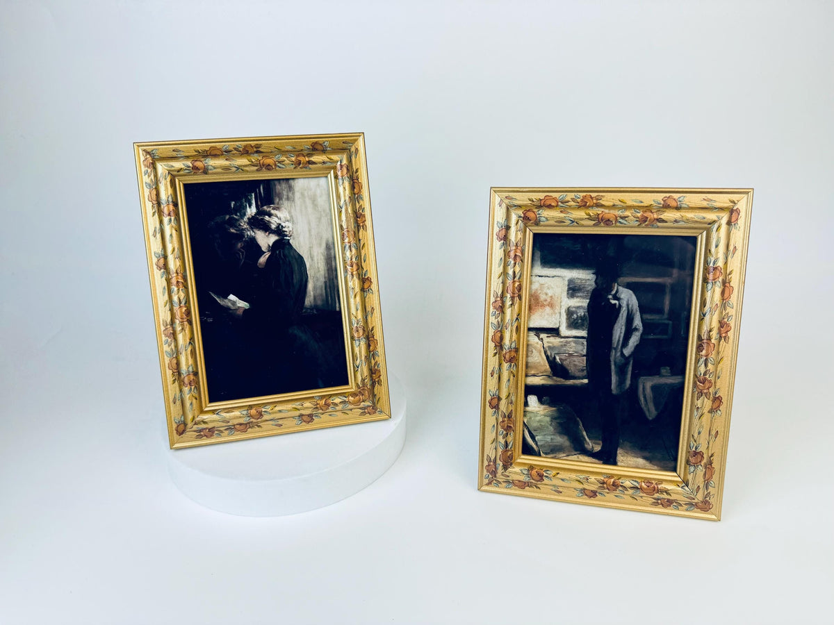 Product image for 'vintage floral rose painted gold solid wood tabletop picture frames 4 x 6 sold separately' (view d7d7a2)
