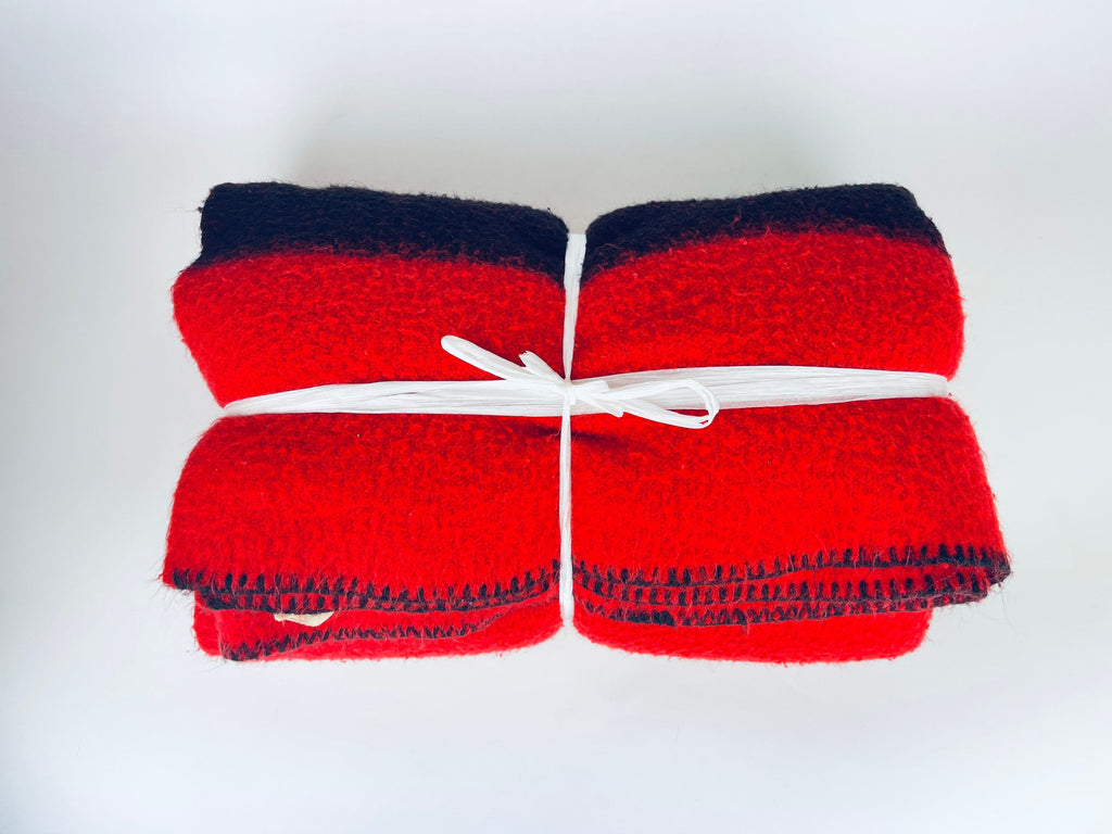 Product image for 'vintage red black striped blanket twin blanket size 62 x 80 acrylic made in canada' (view f60dc6)