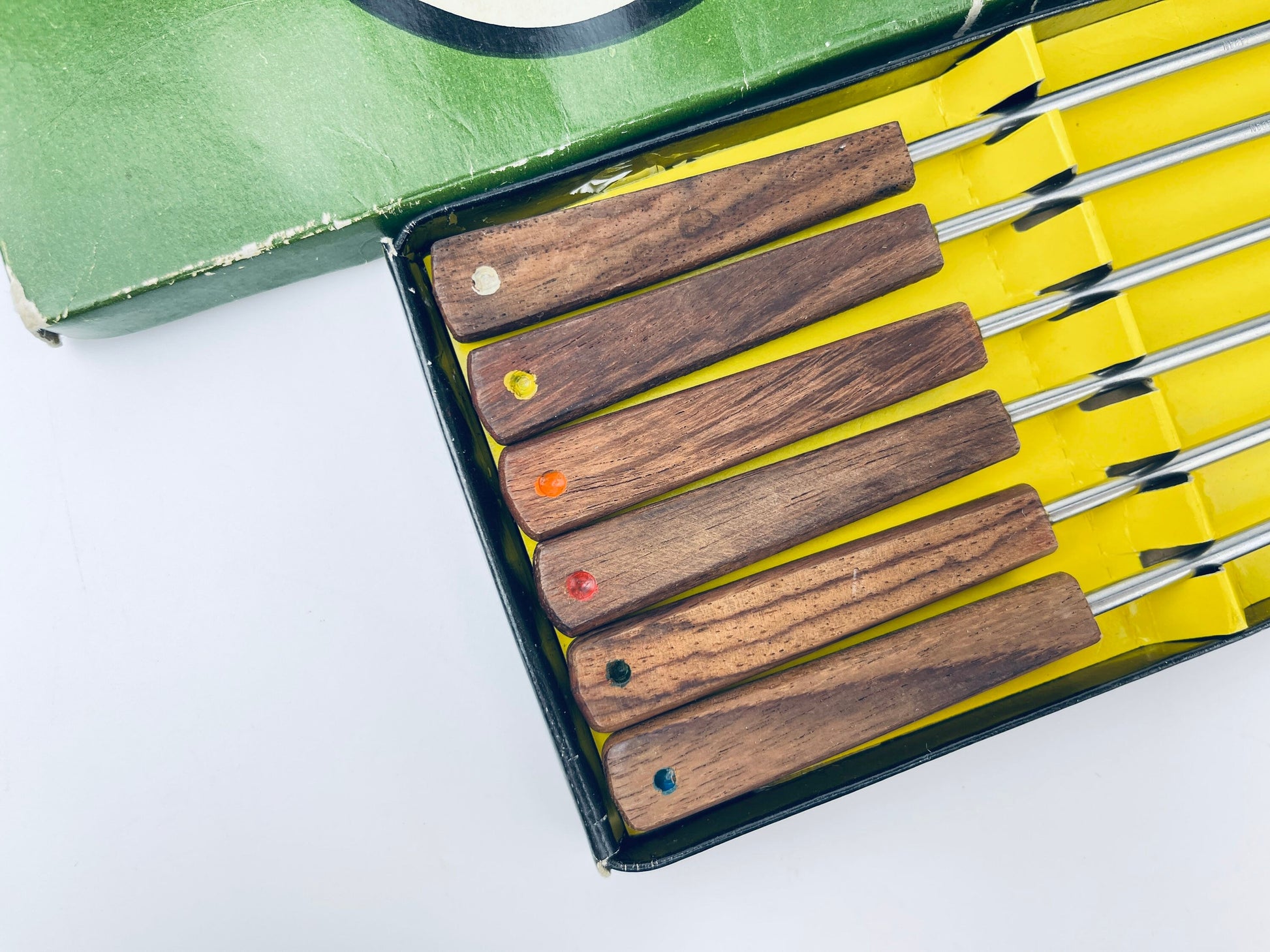 Product image for 'vintage fondue forks wood stainless steel japan metal skewers set of six 6' (view cc0aad)
