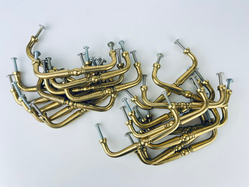 Product image for 'vintage horizontal solid brass drawer pull hardware attractive aged brass patina sold separately' (view 43173f)