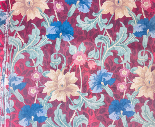 Product image for 'vintage maroon large floral print fabric 45 x 80' (view 8a30cb)