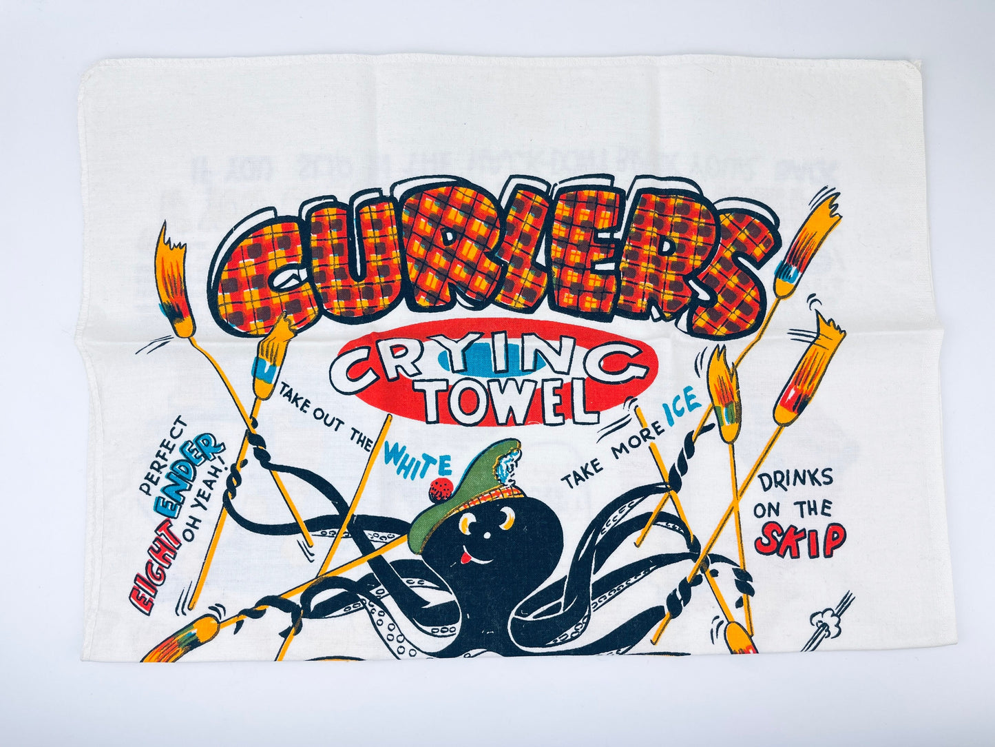 Product image for 'vintage curlers crying tea towel excellent curlers gift' (view d60583)