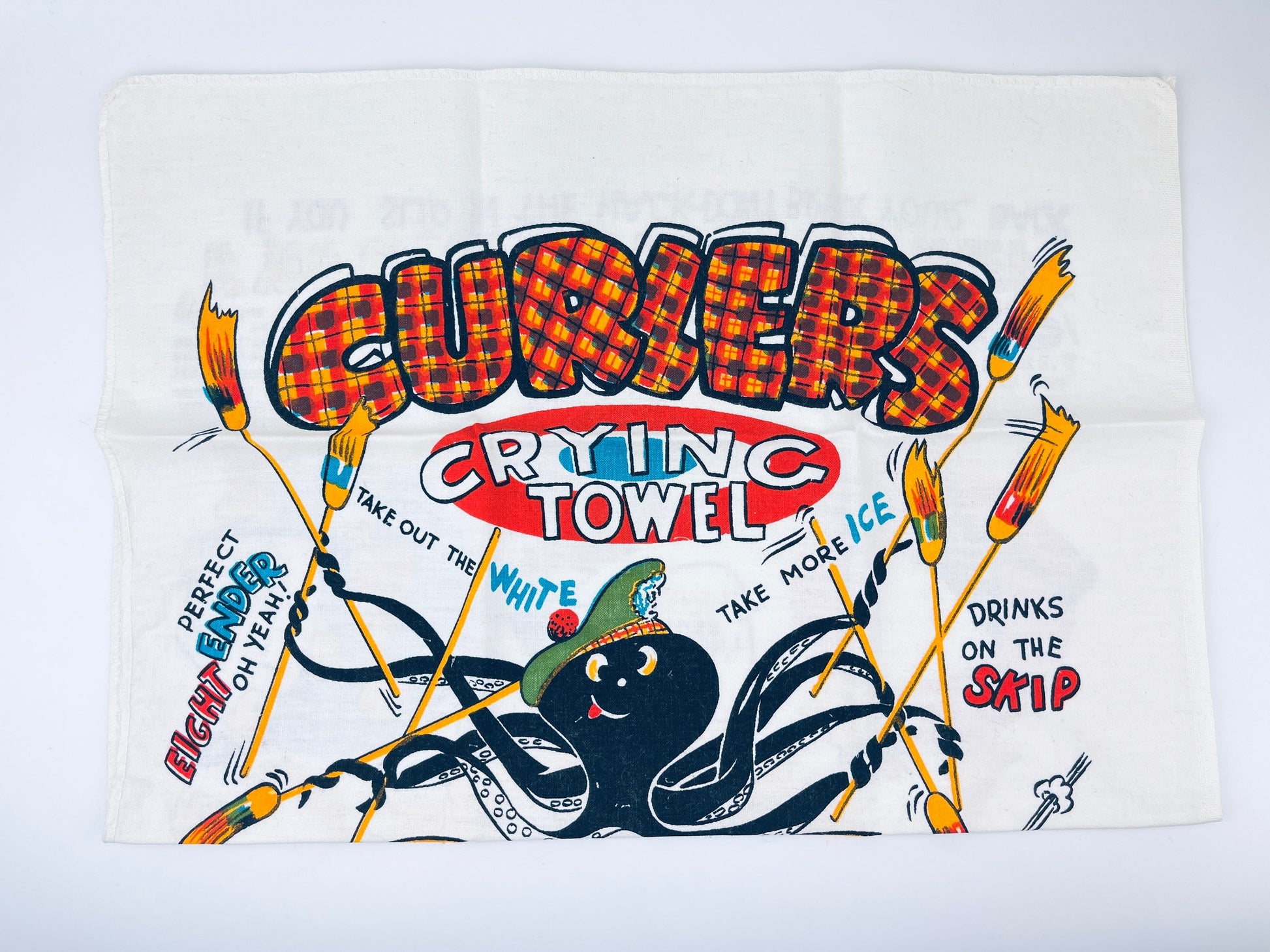 Product image for 'vintage curlers crying tea towel excellent curlers gift' (view d60583)