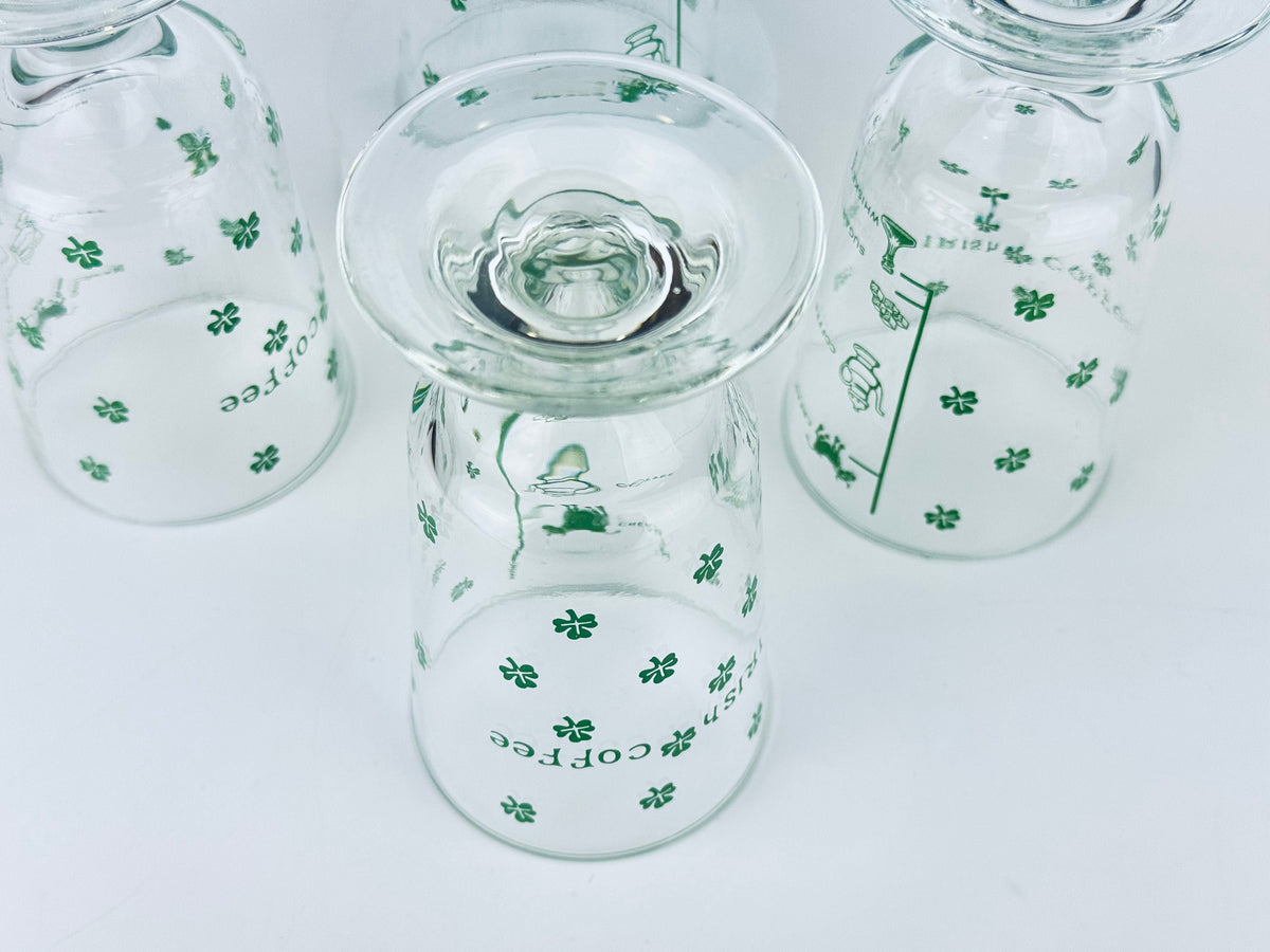 Product image for 'vintage irish coffee green shamrock pedestal glasses goblets set of four 4' (view 6f782f)