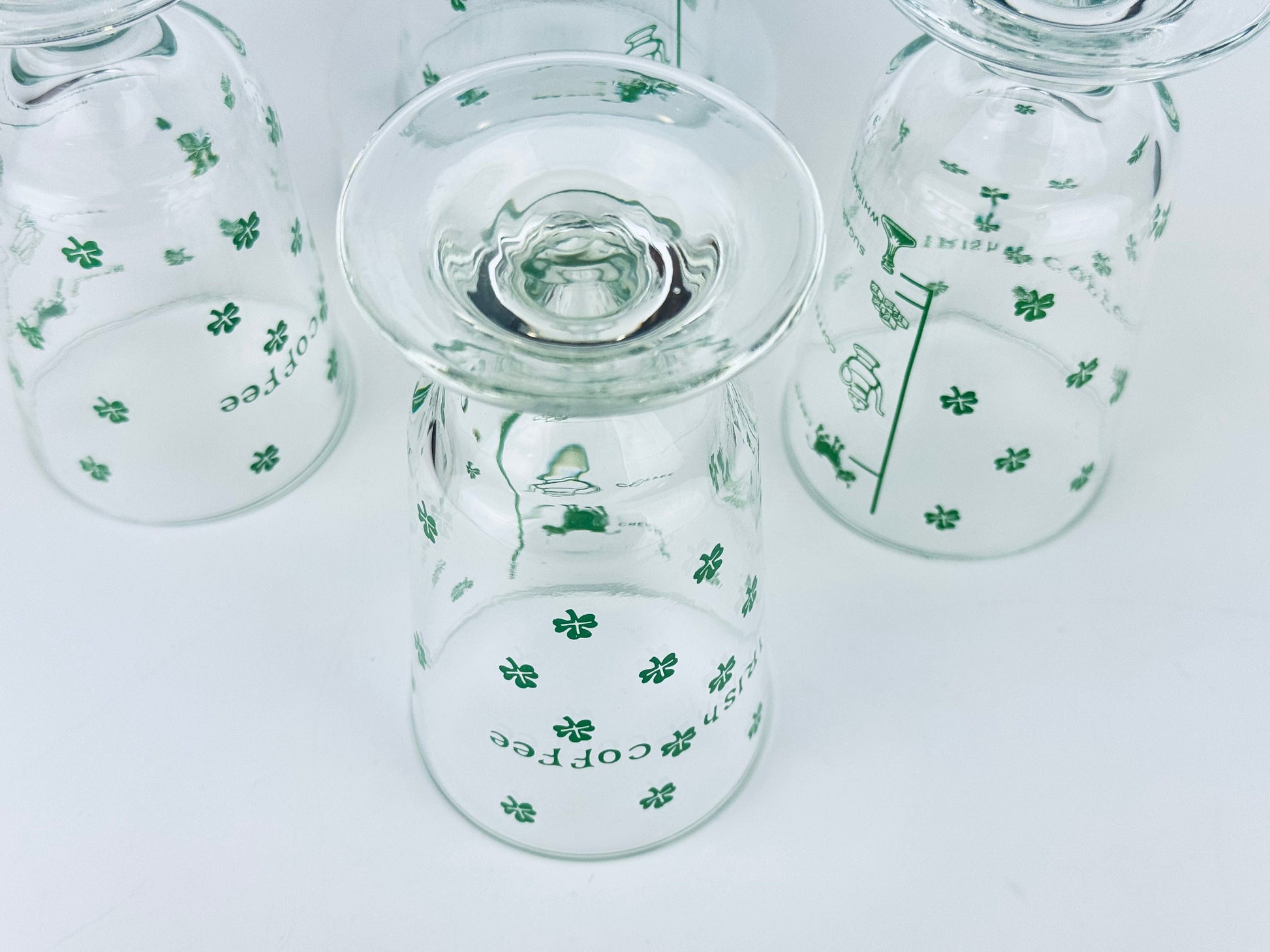 Product image for 'vintage irish coffee green shamrock pedestal glasses goblets set of four 4' (view 6f782f)