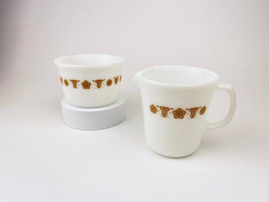 Product image for 'vintage corning ware butterfly gold milk glass cream sugar set' (view a0a0f8)