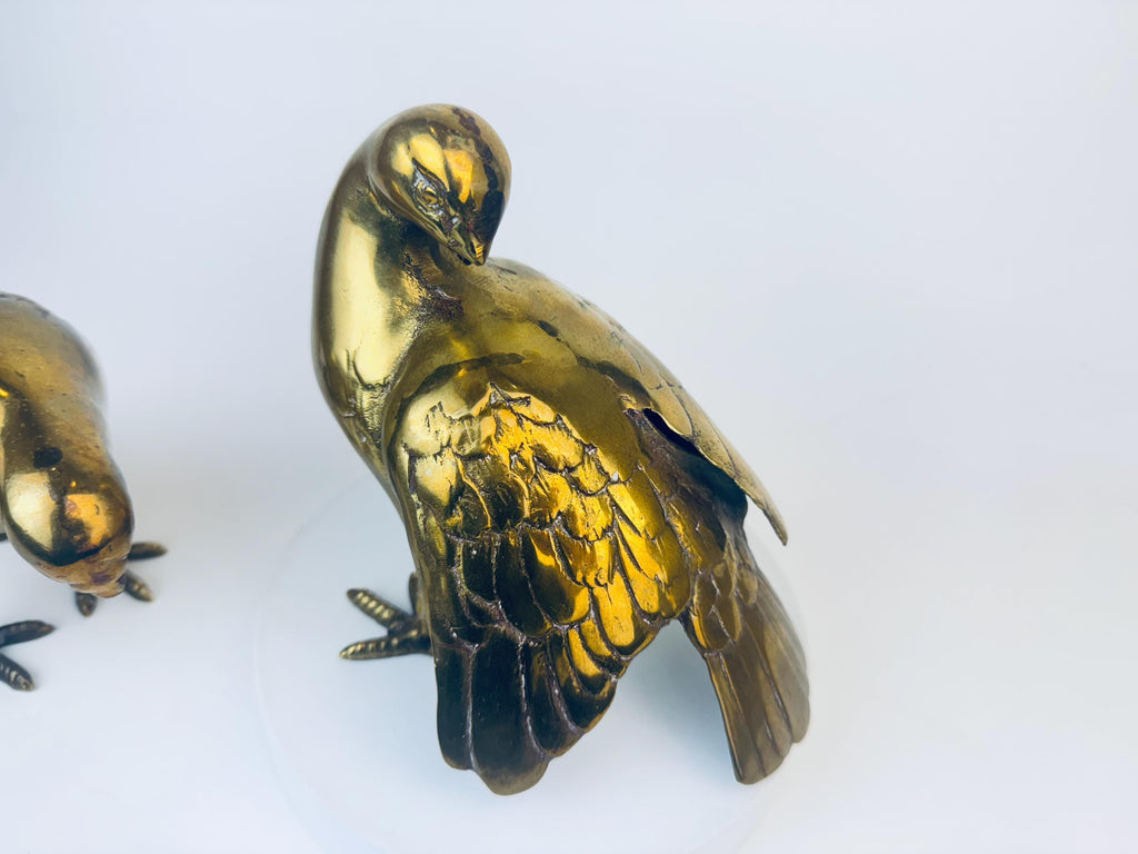 Product image for 'vintage solid brass figurine birds sculpture set of two 2' (view f3cd3e)