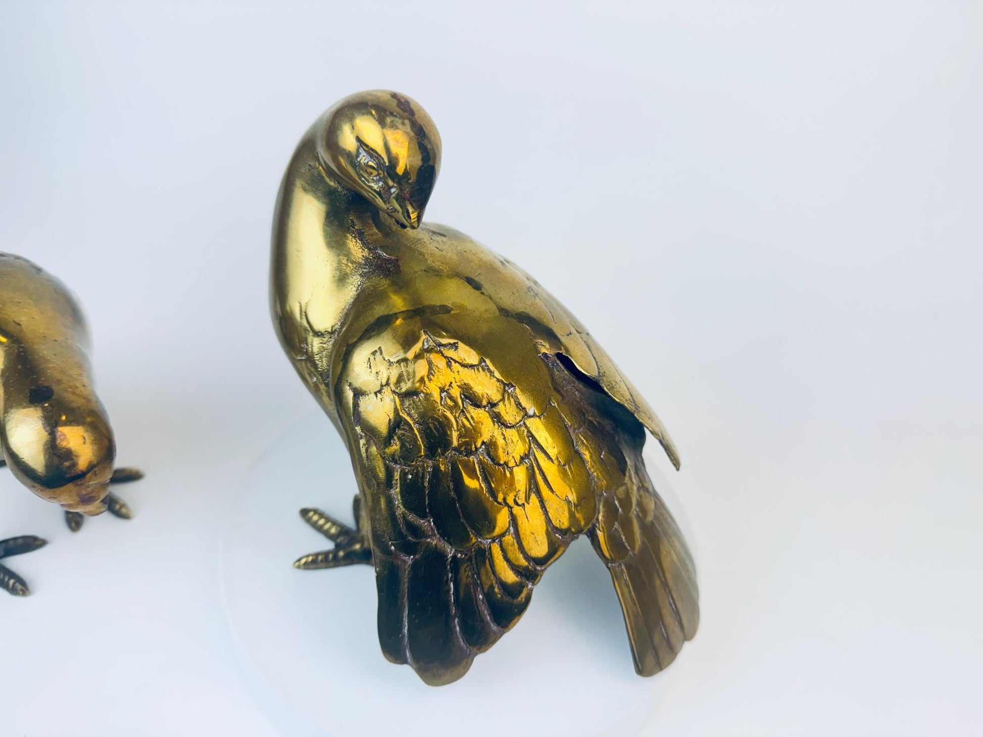 Product image for 'vintage solid brass figurine birds sculpture set of two 2' (view f3cd3e)