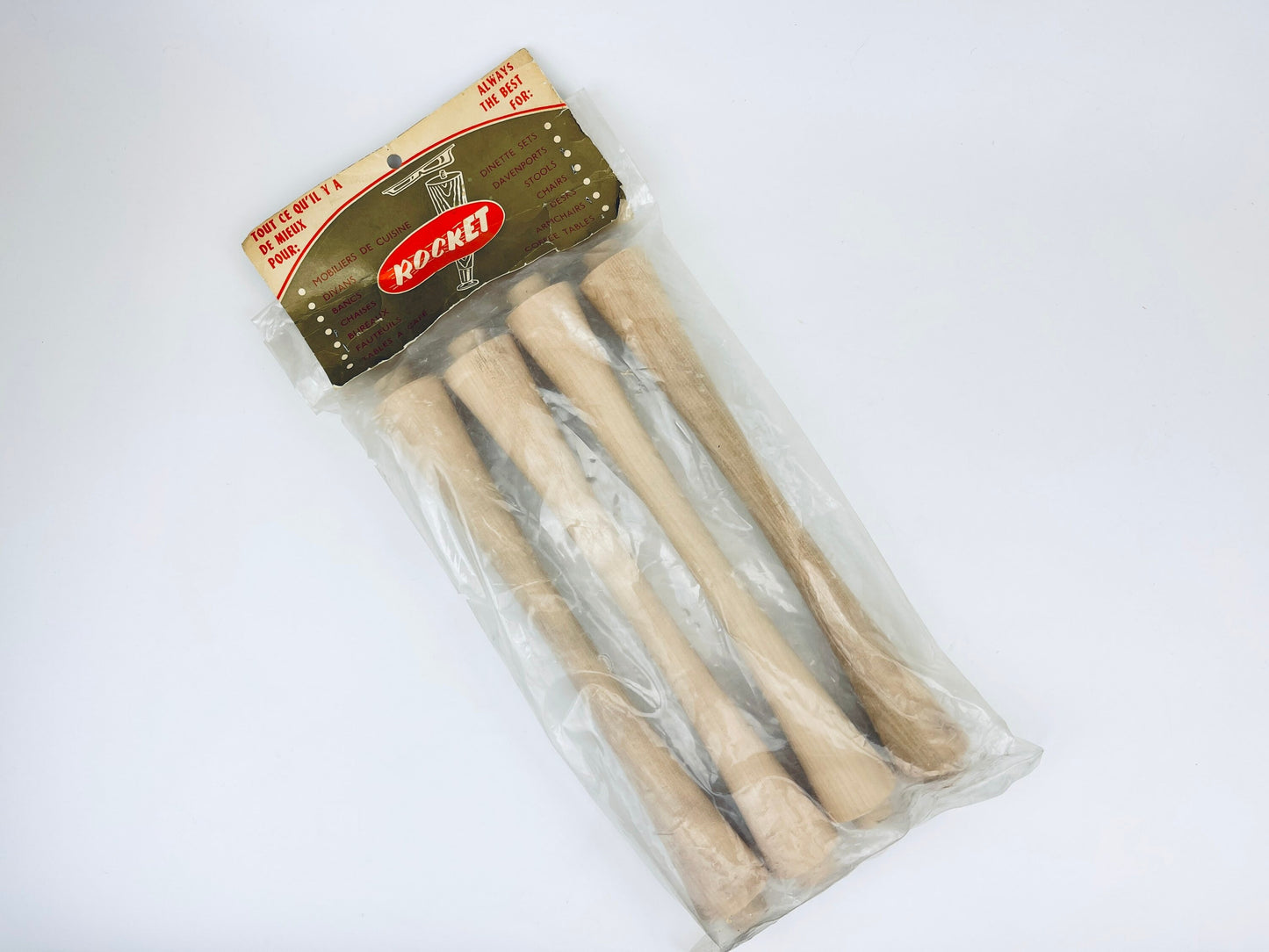 Product image for 'vintage rocket mid century modern tapered wood furniture legs set of 8 5 in original packaging' (view df0877)