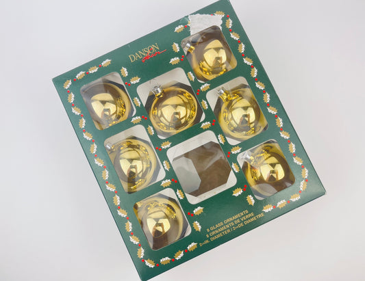 Product image for 'vintage gold glass christmas tree ornaments set of seven 7 made in mexico by danson decor' (view afb83c)