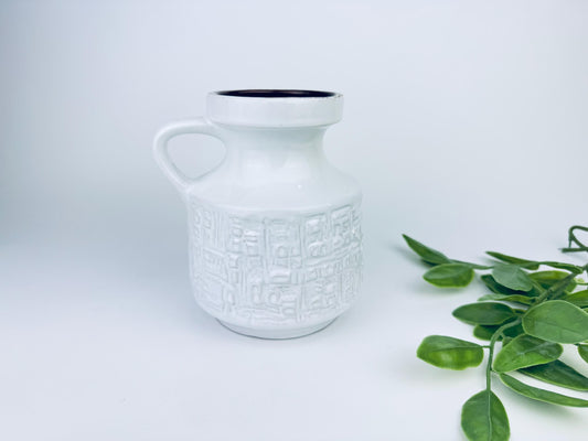 Product image for 'vintage white west german relief pottery vase 1960s ceramic jug with handle textured glazed midcentury decor by carstens tonnieshof' (view 4a15a4)