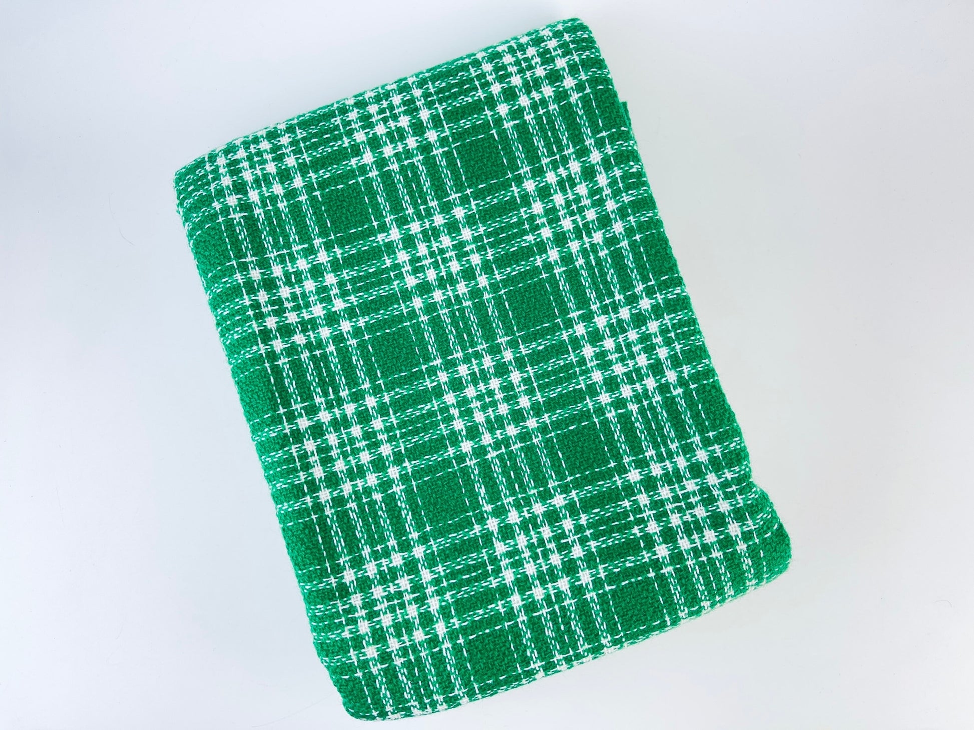 Product image for 'vintage green white plaid fabric 42 x 60' (view 3f7e8a)