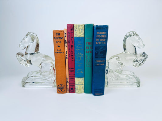 Product image for 'vintage le smith heavy glass horse book ends set of two 2 country western style decor' (view dedc2c)